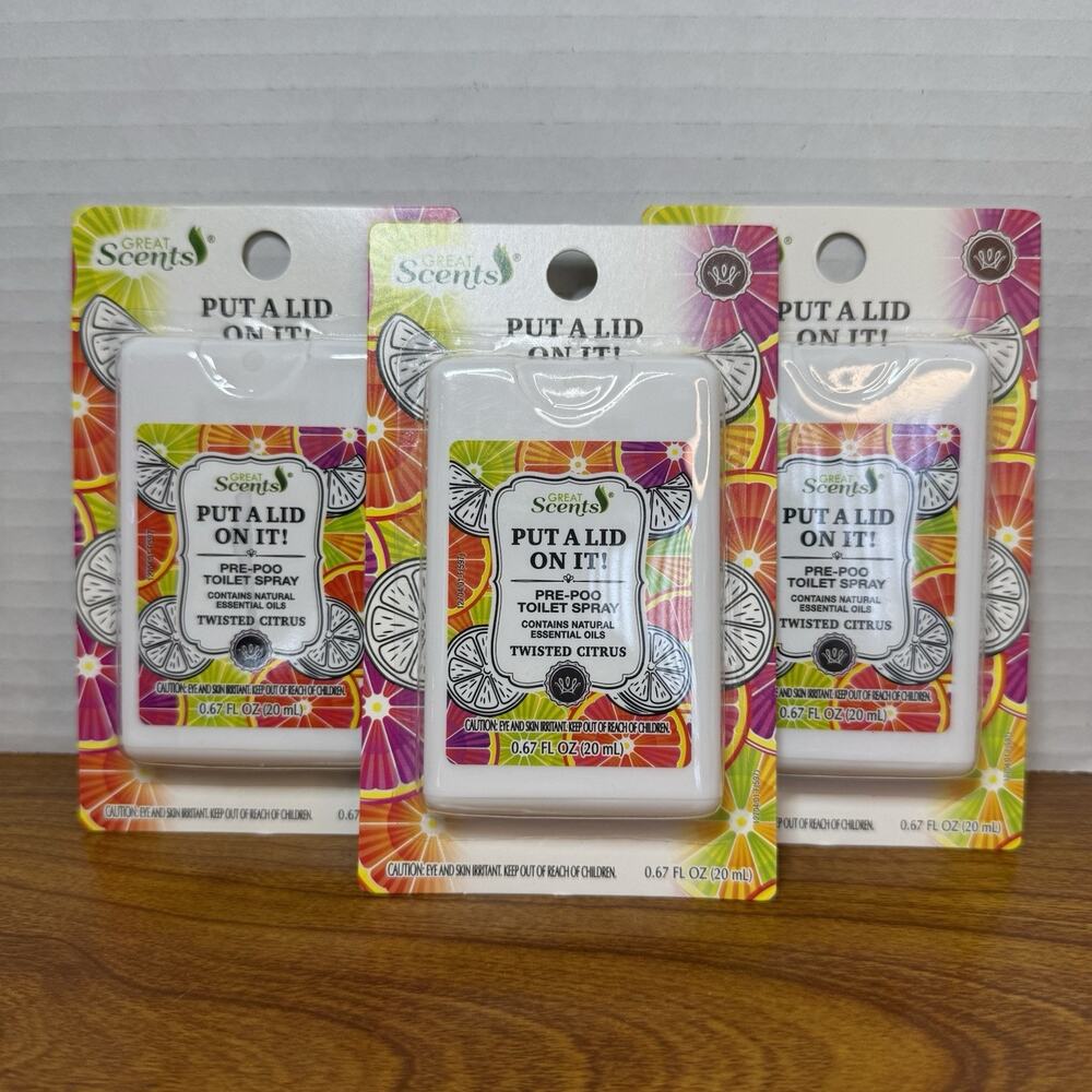 3pk Great Scents Put A Lid On It 1 Pre-Poo Toilet Spray Mini Travel .067 fl. oz